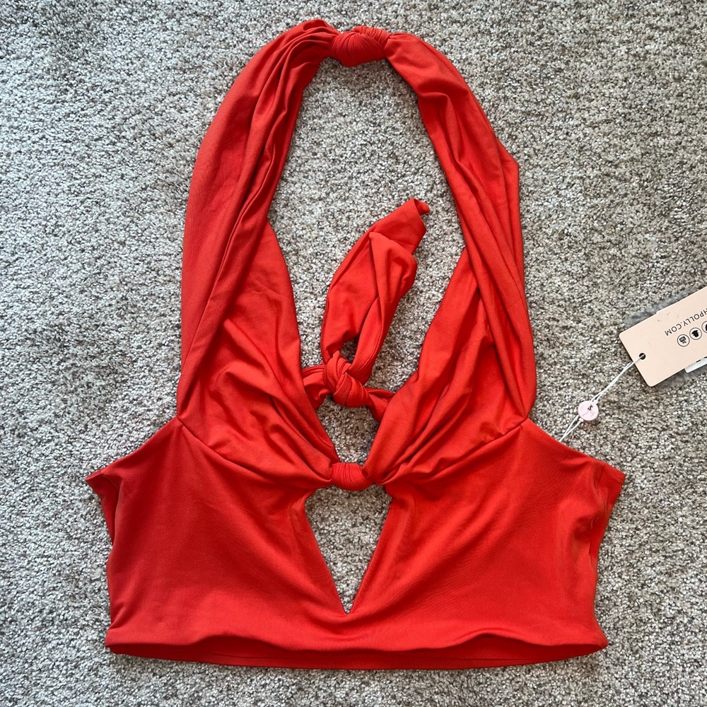 Oh Polly Orange Halter Crop Top